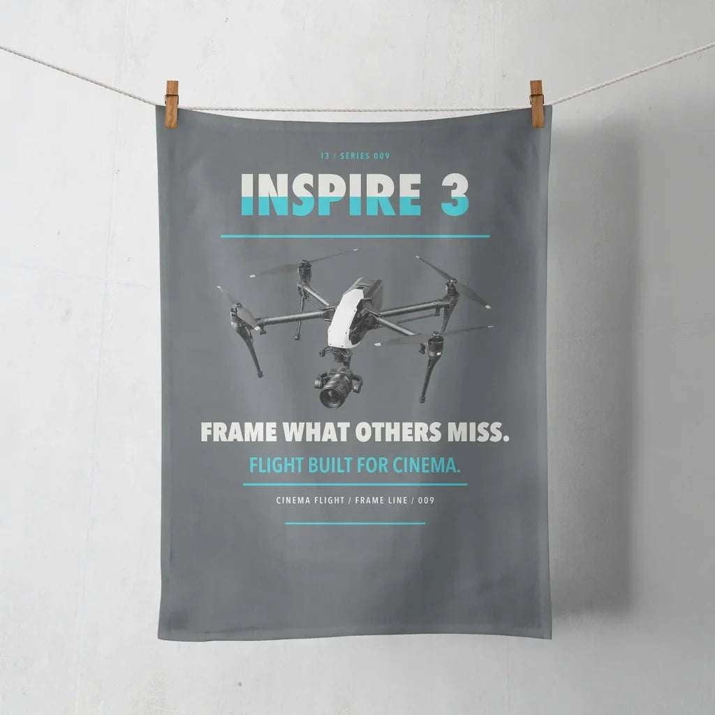 DJI Inspire 3 design on gray towel