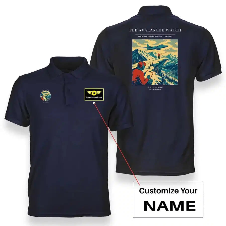 VINTAGE G4344 - The Avalanche Watch - Double-Side Polo T-Shirt design on navyblue+name