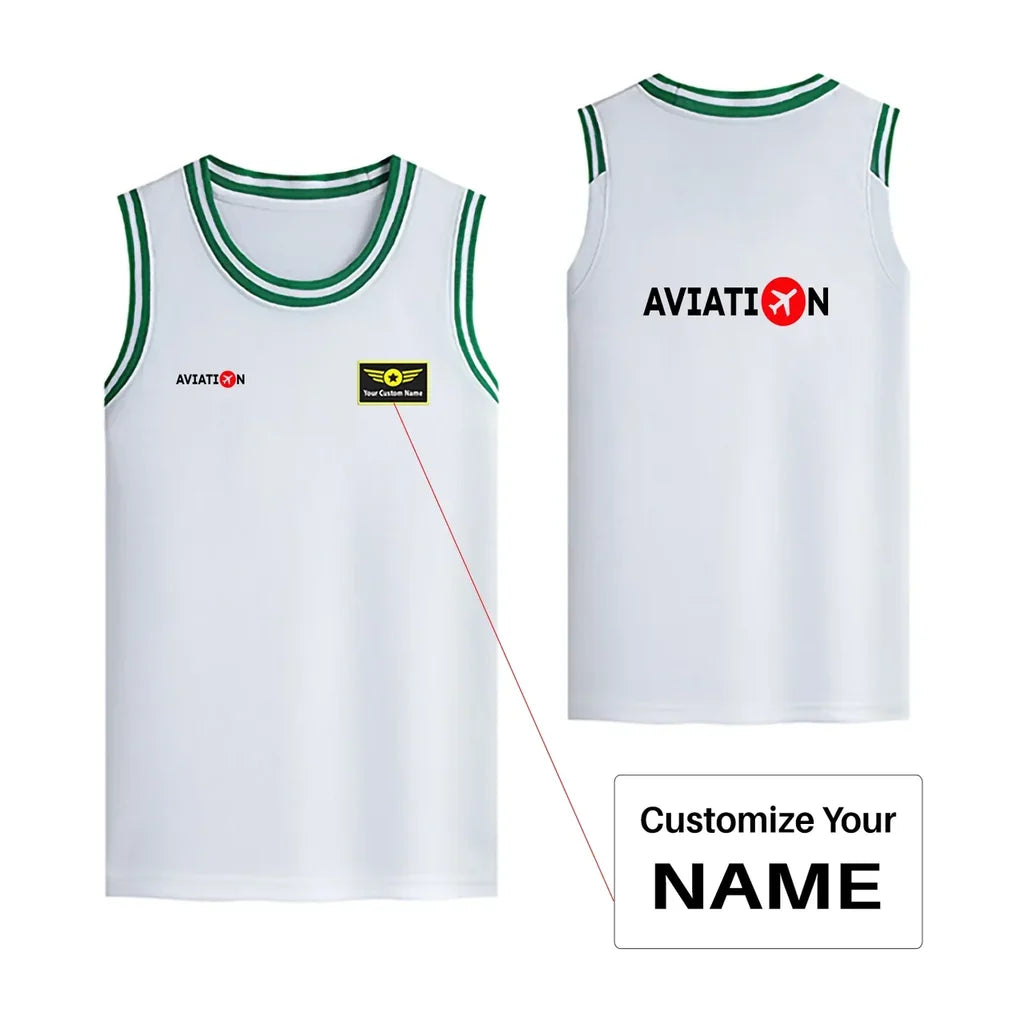 Aviation Designed Basketball Style Sports Tank Tops - view 11