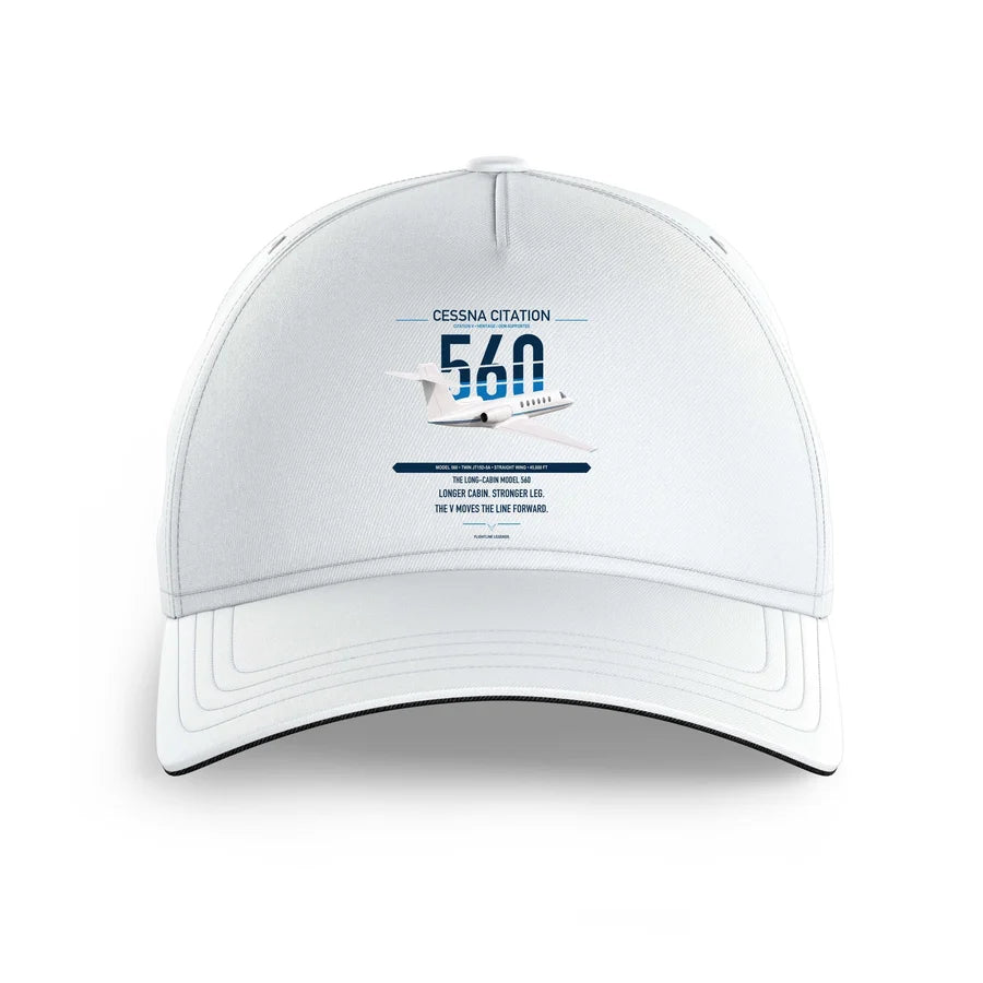 Cessna Citation 560 - Citation V design on white printed hat