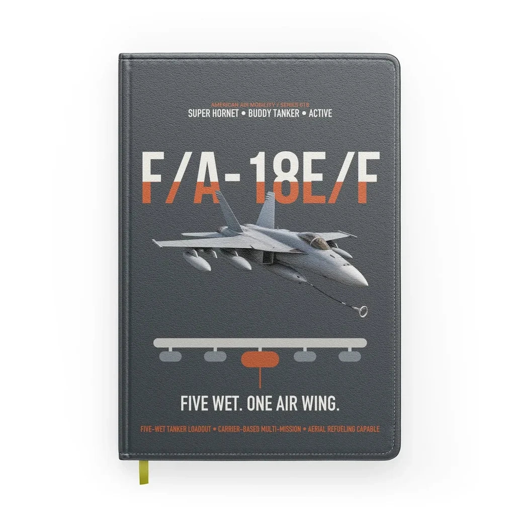 F A-18E F Buddy Tanker design on gray notebook
