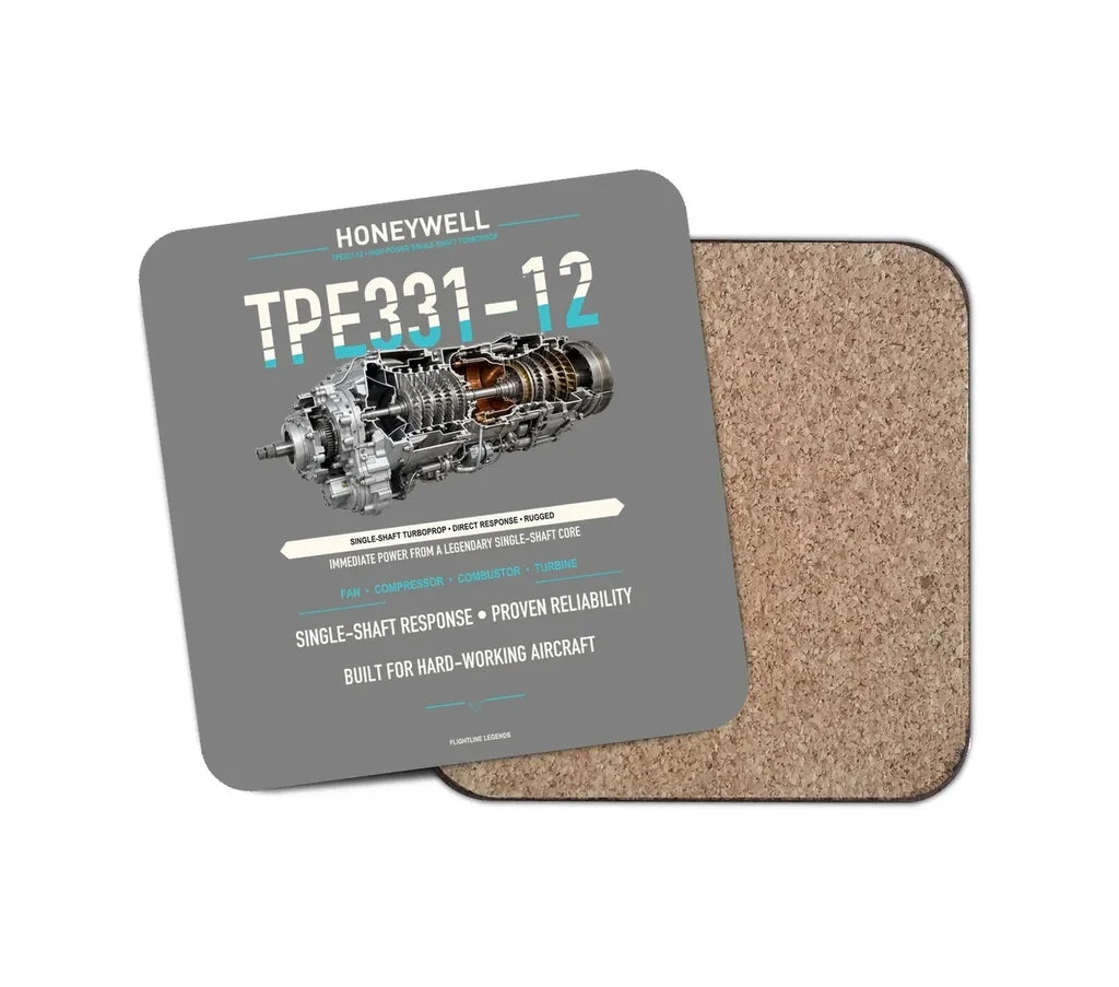 TPE331-12 design on gray 1 piece coaster