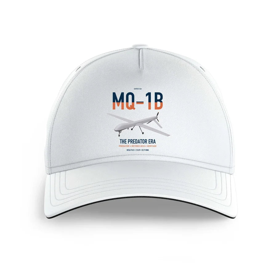 MQ-1B Predator design on white printed hat