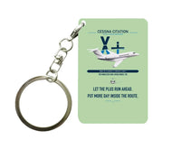 Thumbnail for Cessna Citation X+ design on light green designed key chain, double-side print