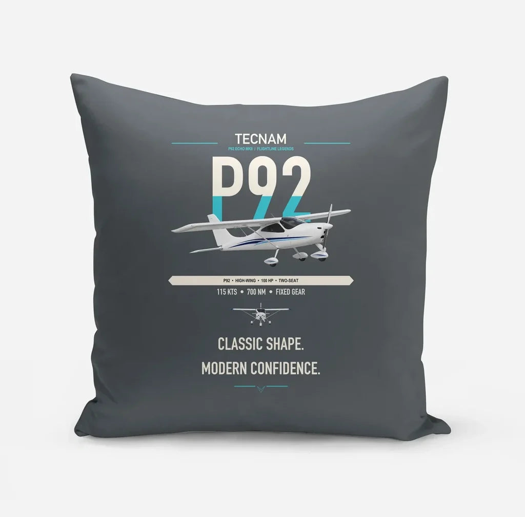 Tecnam P92 Echo MkII design on gray pillow