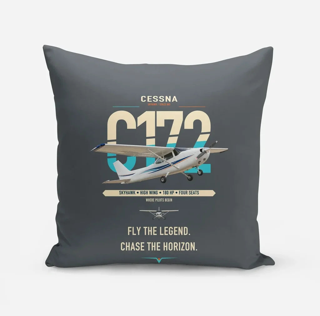 Cessna 172 Skyhawk design on gray pillow