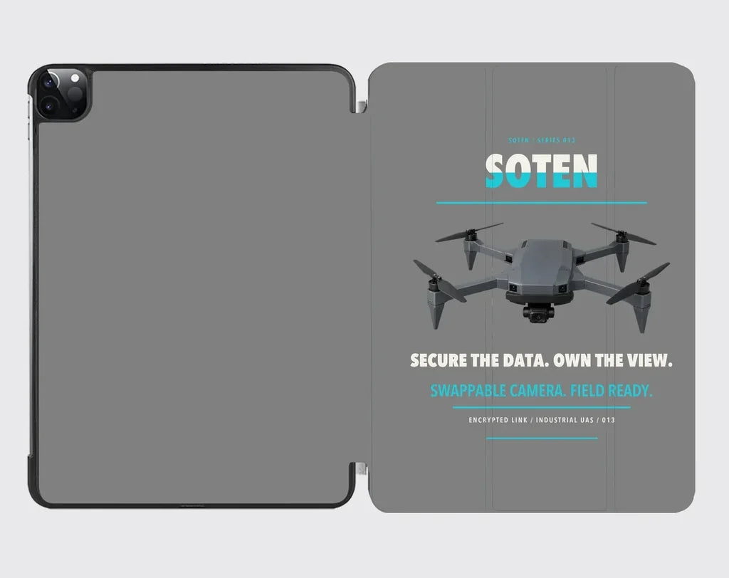 ACSL SOTEN design on gray ipad tablet case