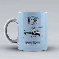 Thumbnail for Airbus H125 design on light blue ceramic mug, double-side print