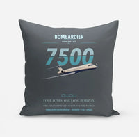 Thumbnail for Bombardier Global 7500 design on gray pillow