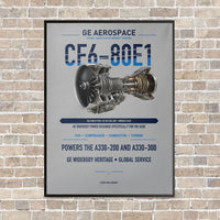 Thumbnail for CF6-80E1 vertical canvas print - framed - light gray background