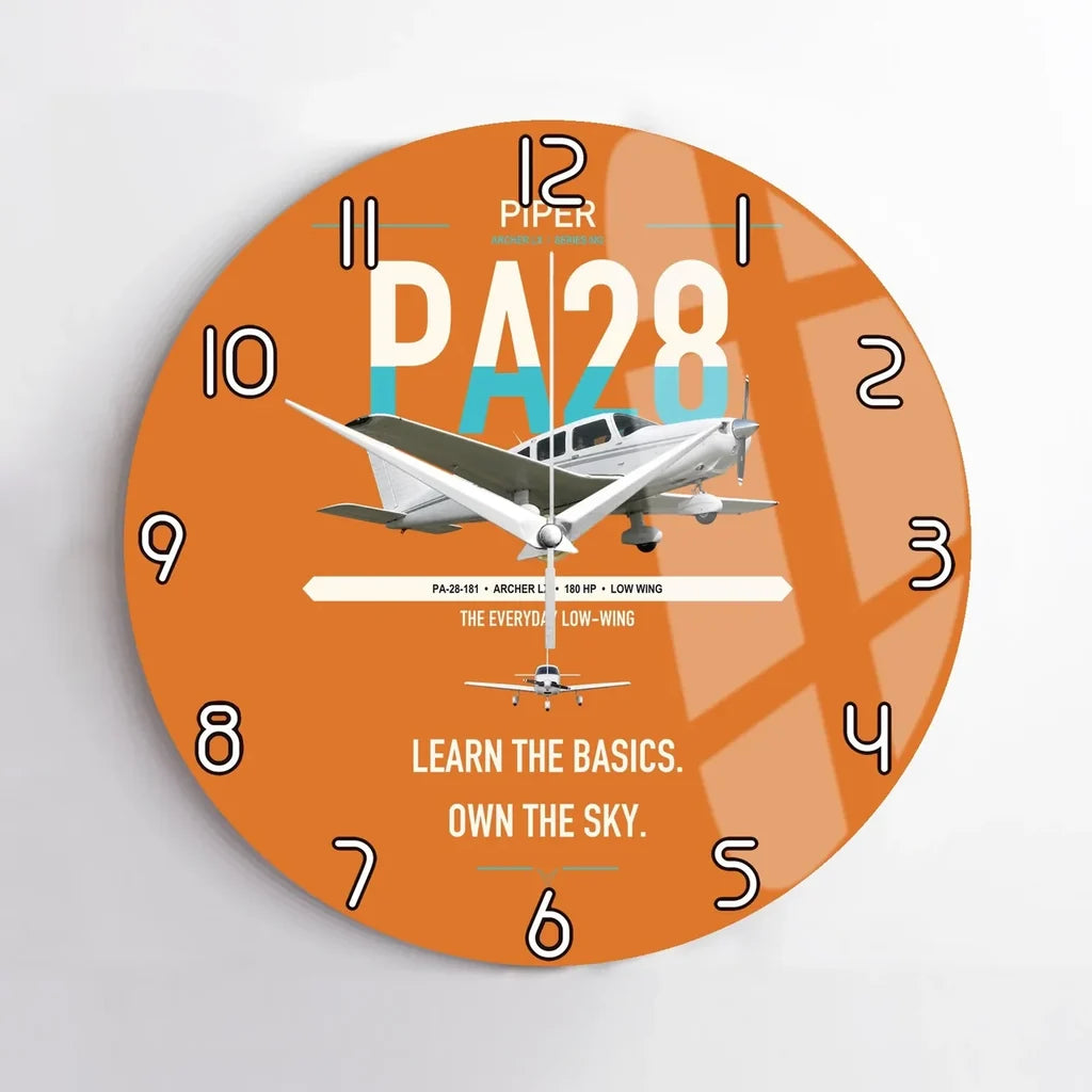 Piper PA-28-181 Archer LX design on orange no frame wall clock
