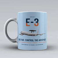 Thumbnail for E-3 Sentry AWACS design on light blue ceramic mug, double-side print
