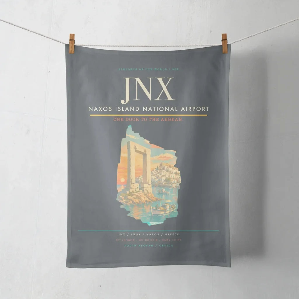 Naxos Island National Airport (JNX) design on gray towel