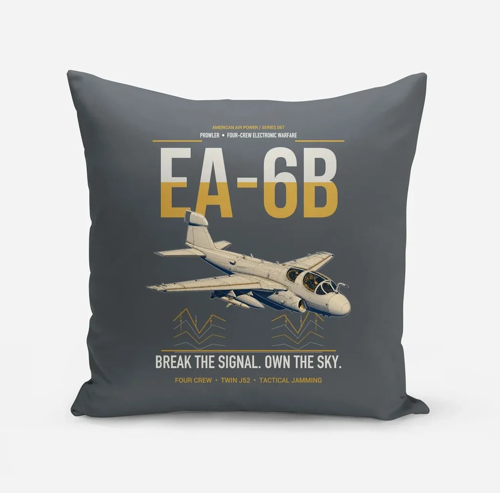 EA-6B Prowler design on gray pillow