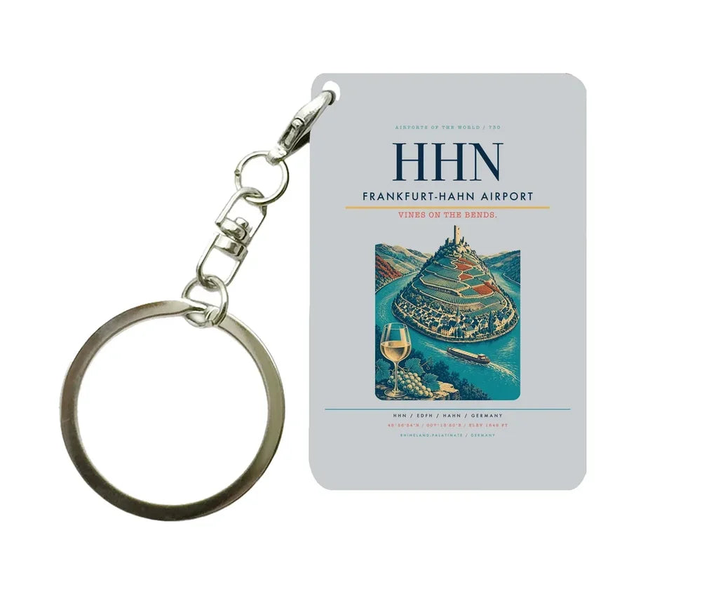 Frankfurt-Hahn Airport (HHN) design on light gray key chain