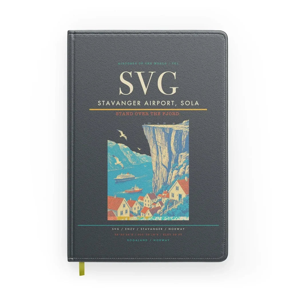 Stavanger Airport, Sola (SVG) design on gray notebook