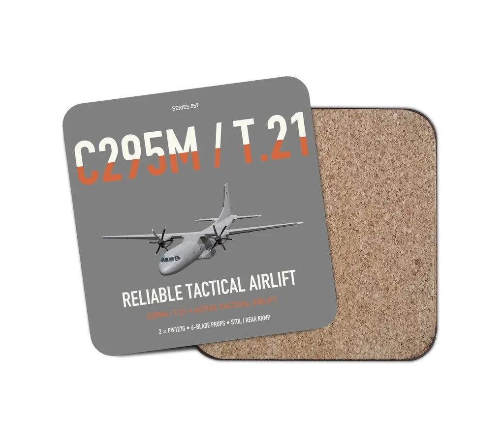 Airbus C295M T.21 design on gray 1 piece coaster