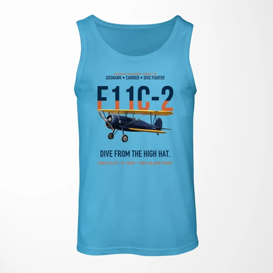 F11C-2 Goshawk Dive from the High Hat design on sky blue tank top