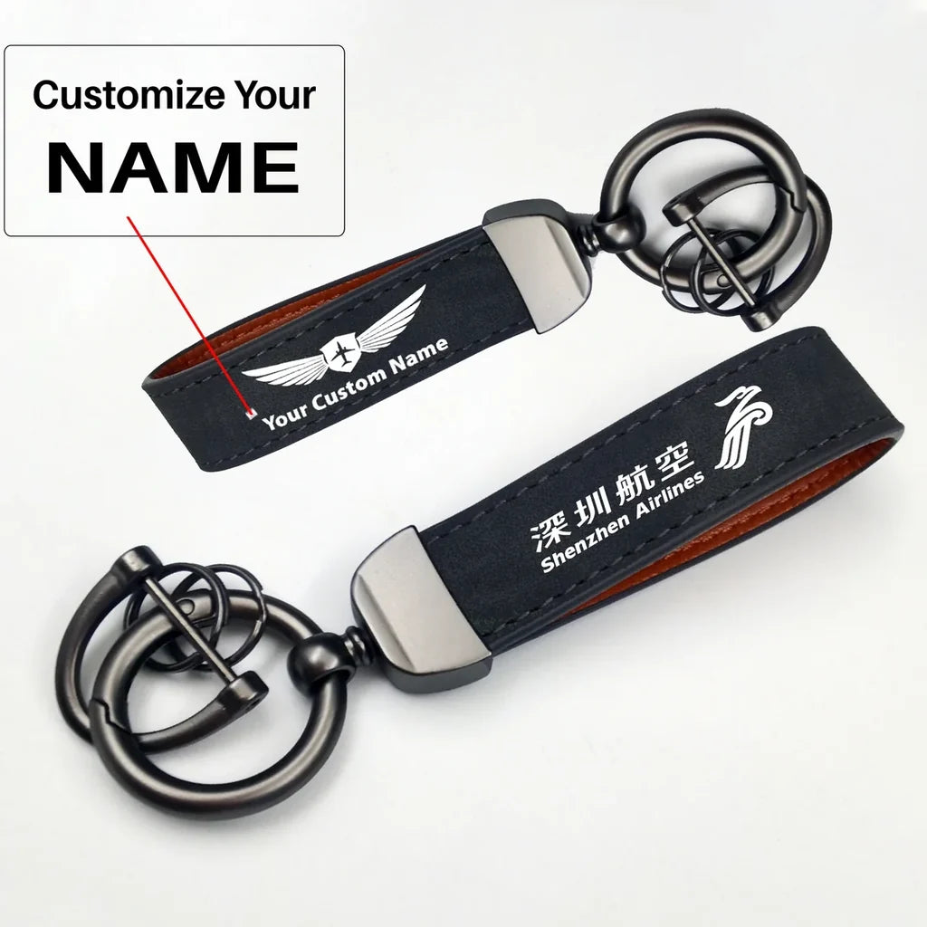 Shenzhen Airlines Horseshoe Buckle key chain, Black + Name
