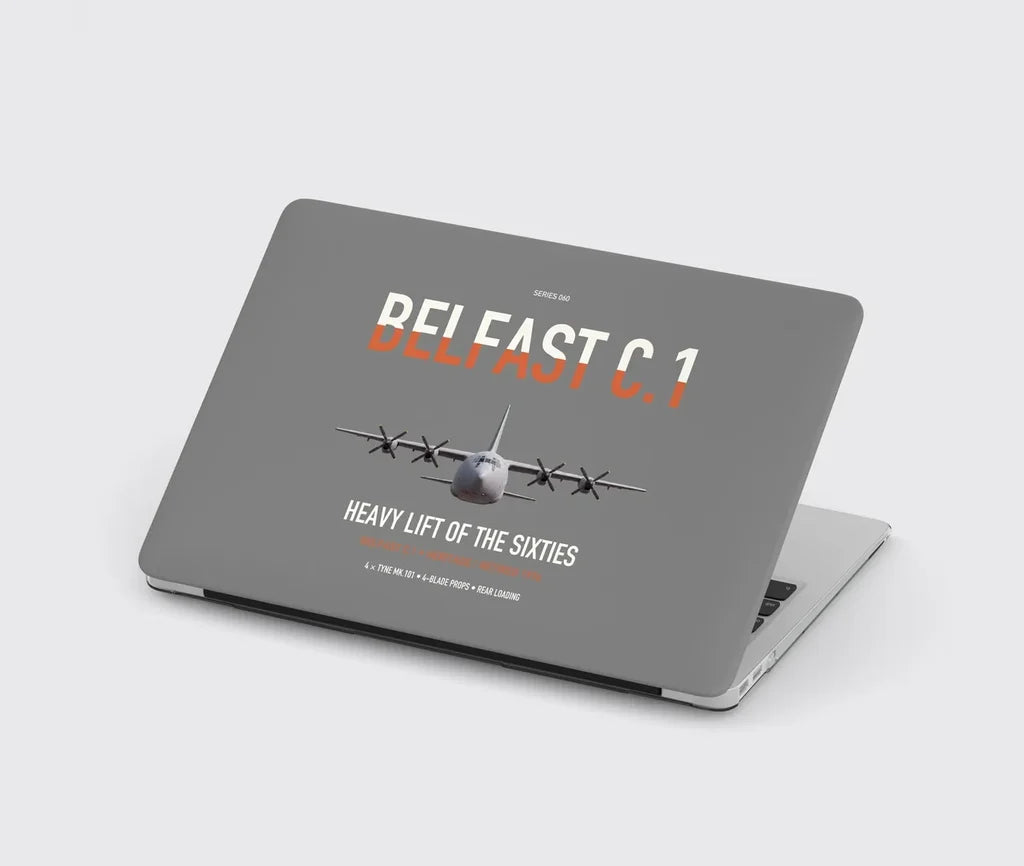 Short Belfast C.1 design on gray MacBook case