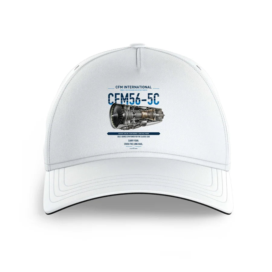 CFM56-5C design on white printed hat