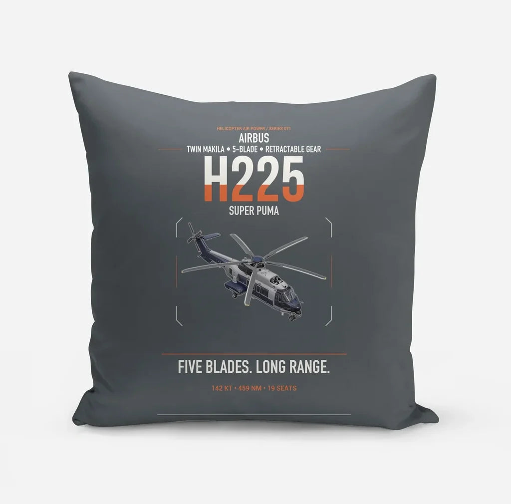 Airbus H225 design on gray pillow