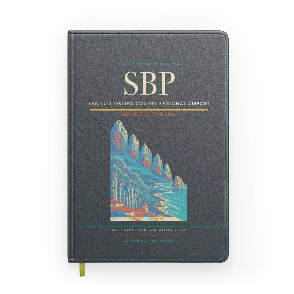 San Luis Obispo County Regional Airport (SBP) design on gray notebook