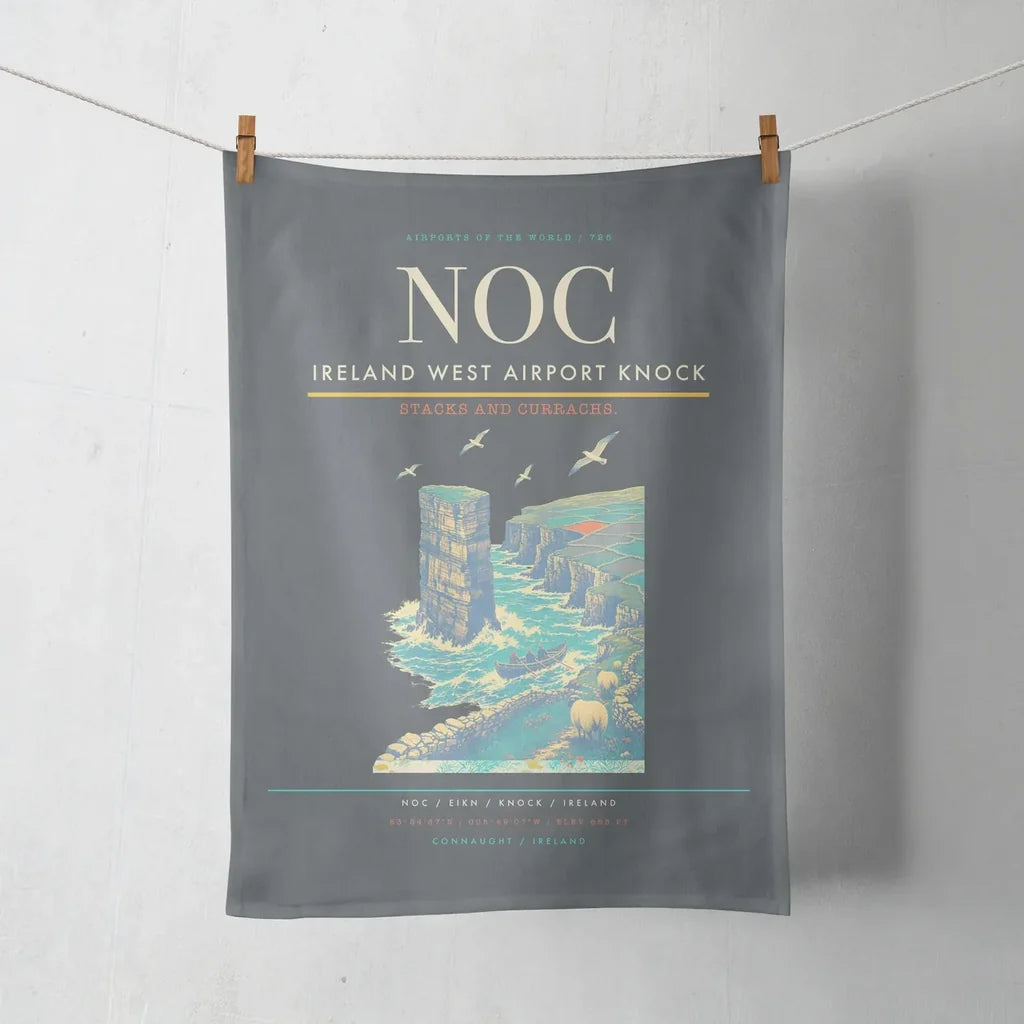 Ireland West Airport Knock (NOC) design on gray towel