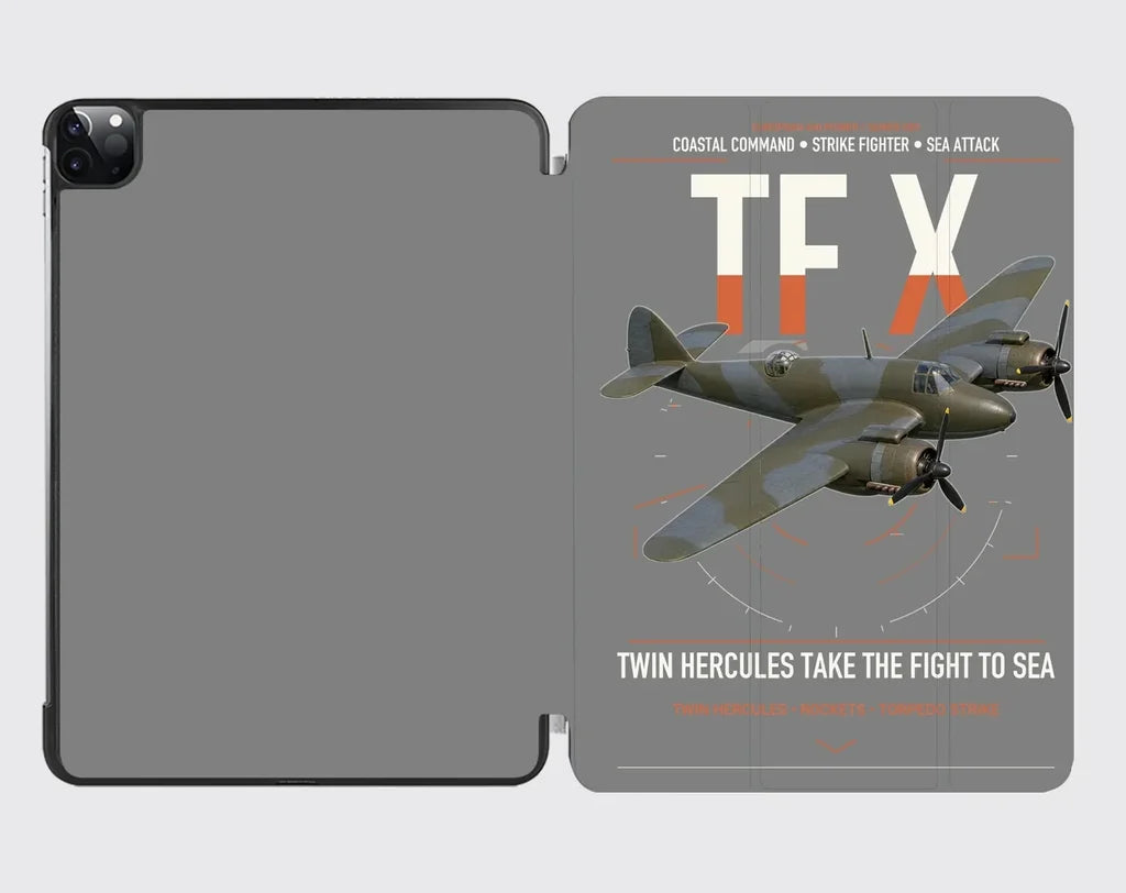 Bristol Beaufighter TF X design on gray ipad tablet case