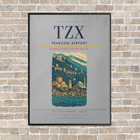 Thumbnail for Trabzon Airport TZX vertical canvas print - framed - light gray background
