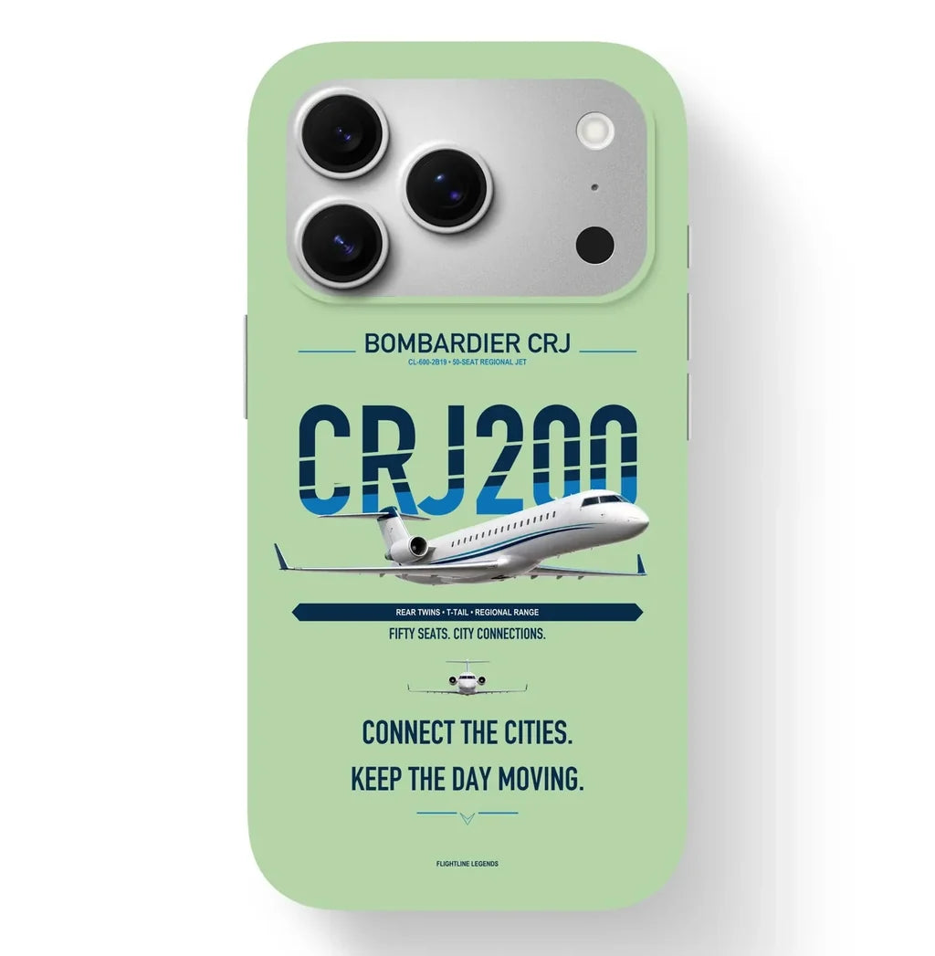 CRJ200 Case design on light green iphone case