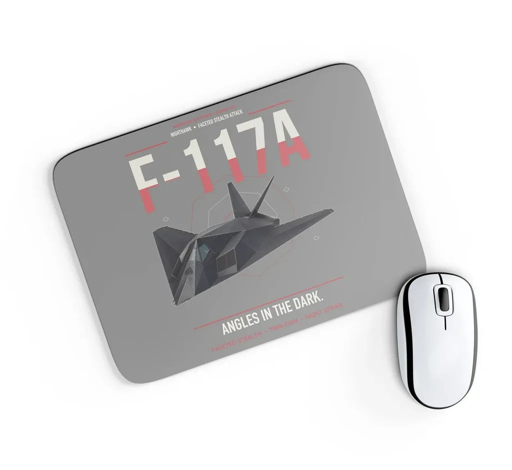 F-117A Nighthawk design on gray rectangle mouse pad