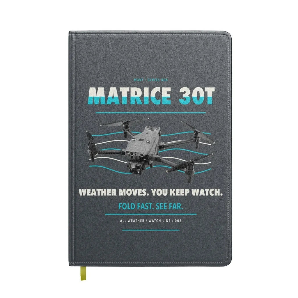 DJI Matrice 30T design on gray notebook