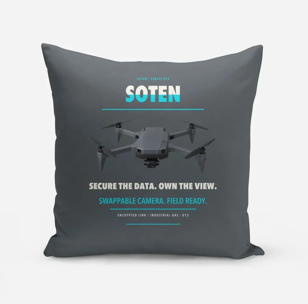 ACSL SOTEN design on gray pillow