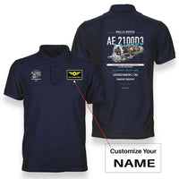 Thumbnail for AE 2100D3 design on navy blue polo with custom name badge