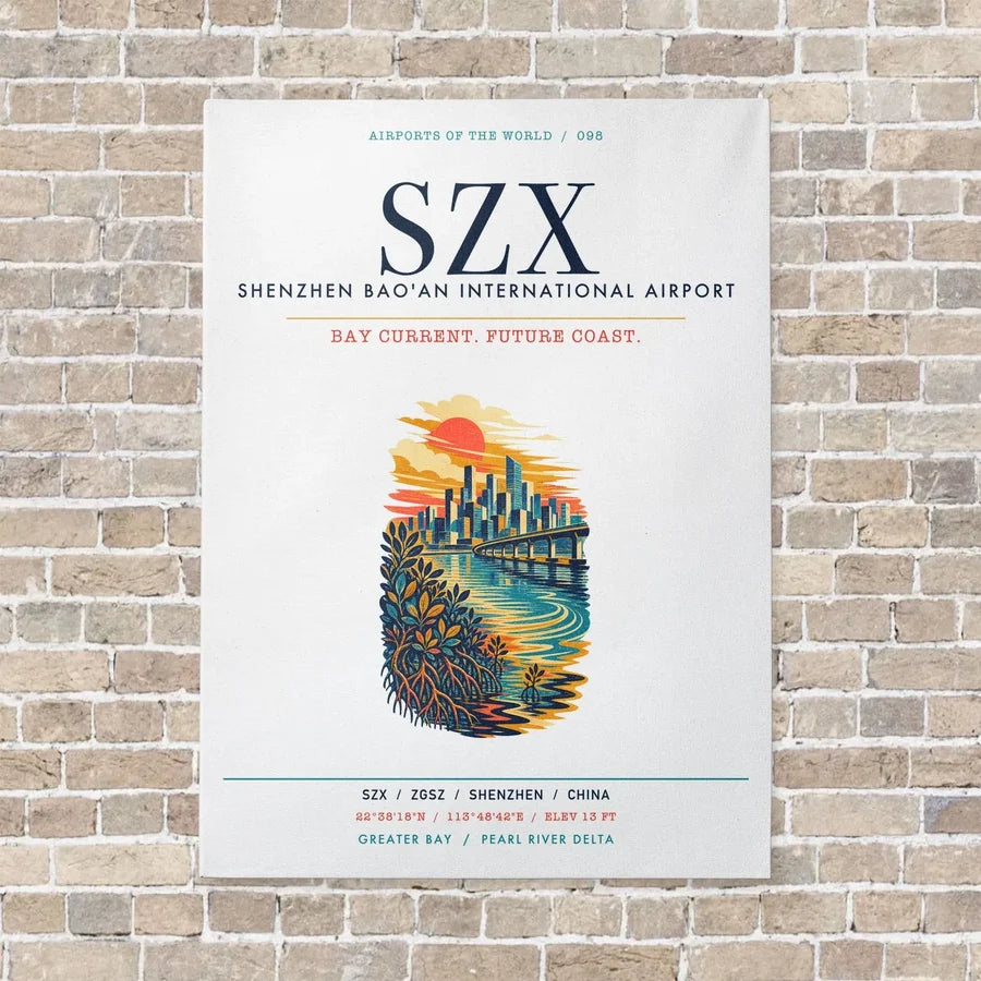 Shenzhen Bao'an International Airport SZX vertical canvas print - no frame - white background
