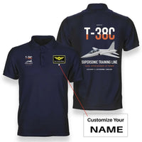 Thumbnail for T-38C Talon design on navy blue+name double-side polo t-shirt, double-side print