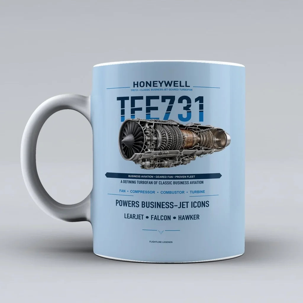 Mug design on light blue tfe731