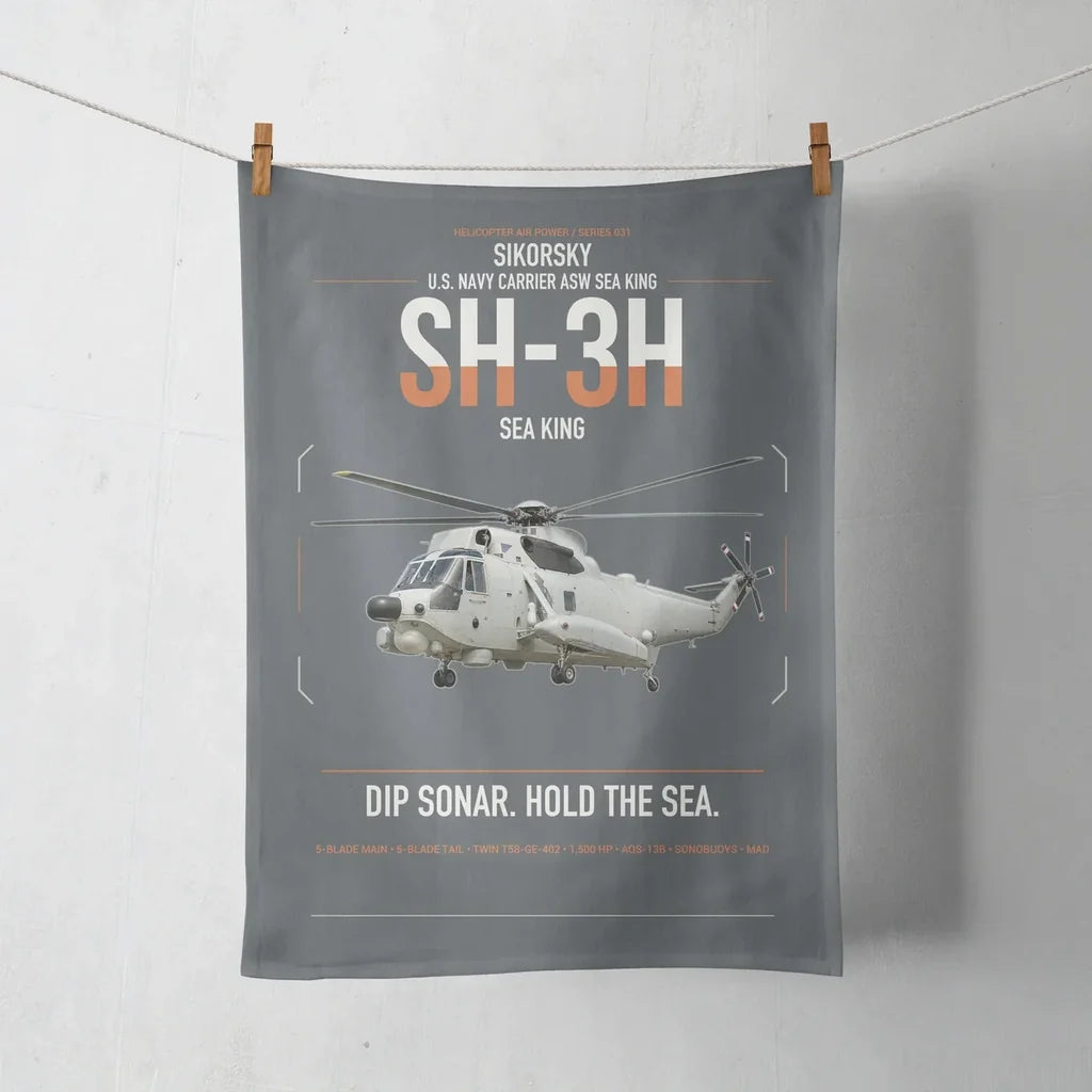 Sikorsky SH-3H Sea King design on gray towel