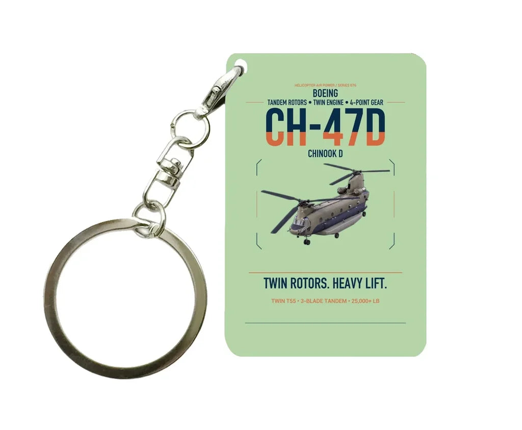 Boeing CH-47D design on light green designed key chain, double-side print