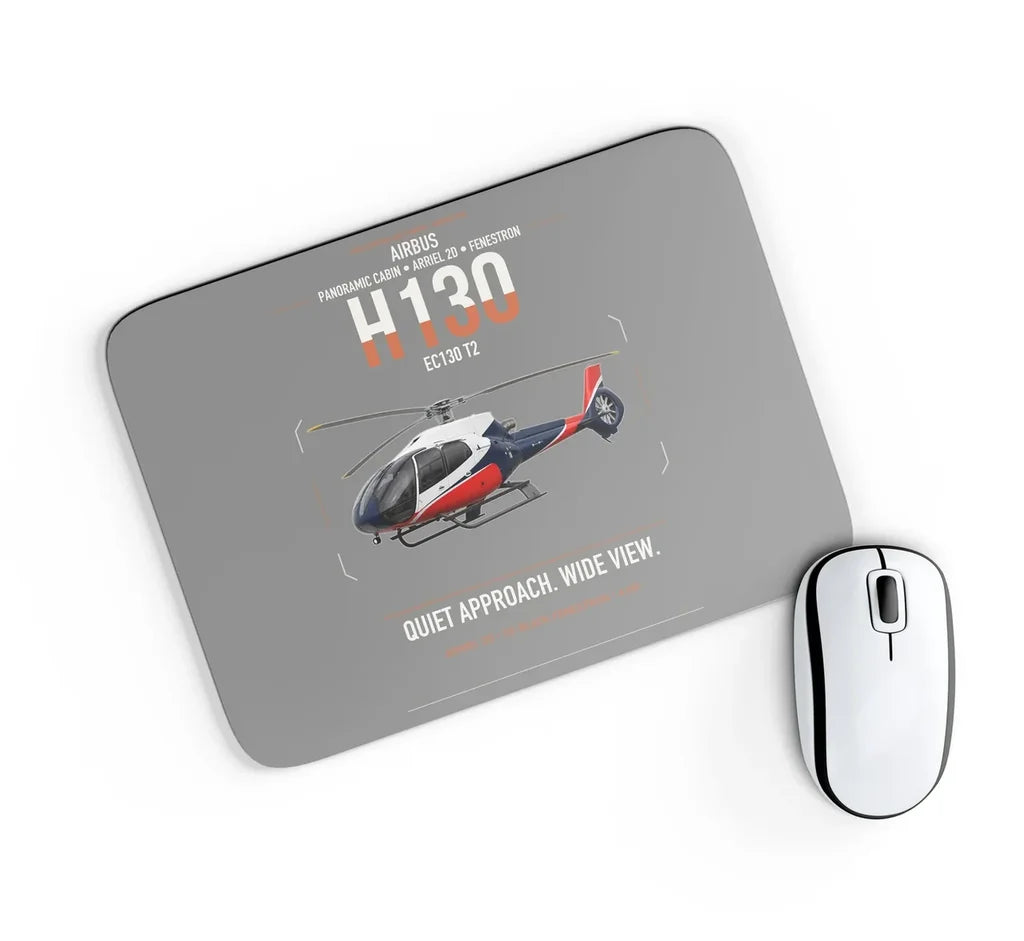 Airbus H130 design on gray rectangle mouse pad