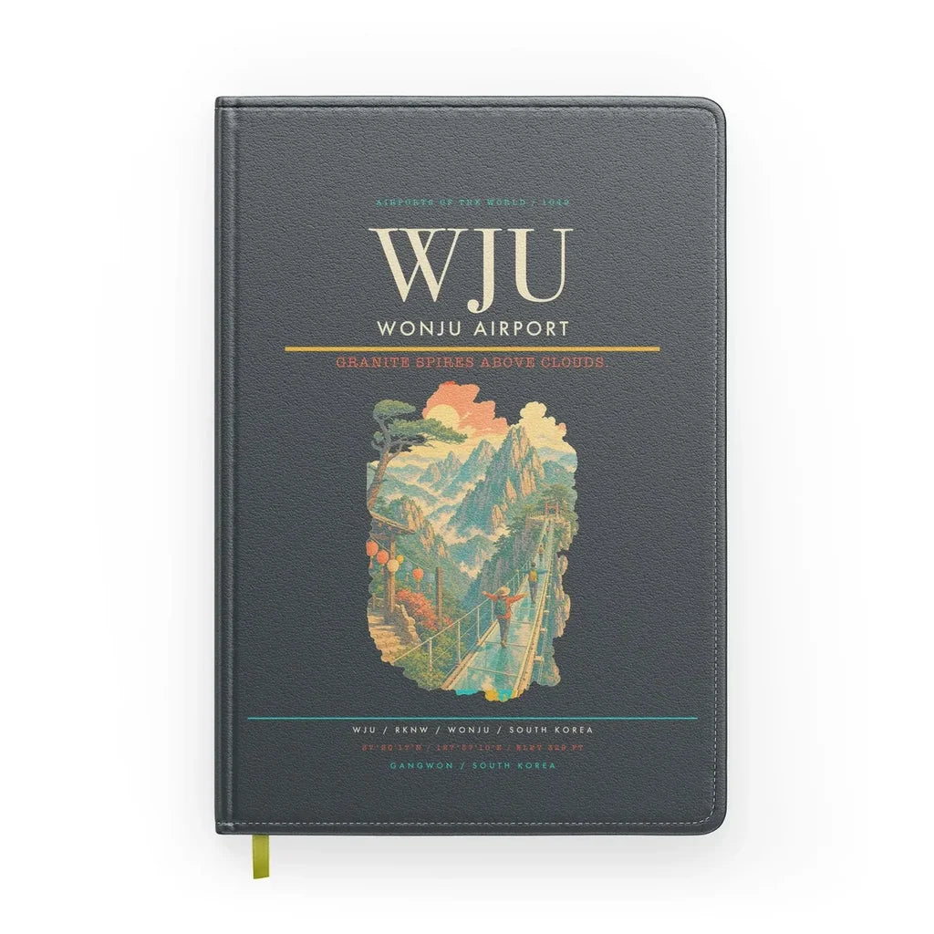 Wonju Airport (WJU) design on gray notebook