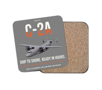 Thumbnail for C-2A Greyhound design on gray 1 piece coaster