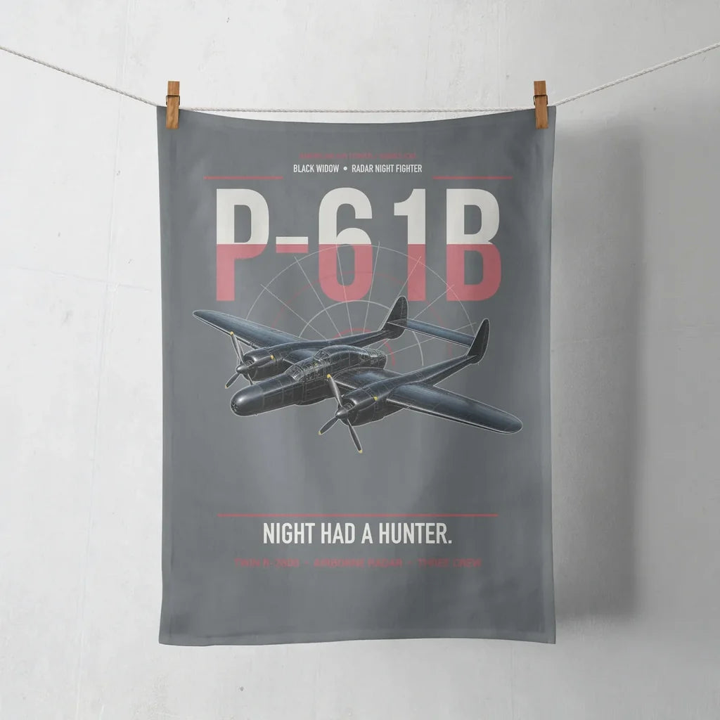 P-61B Black Widow design on gray towel