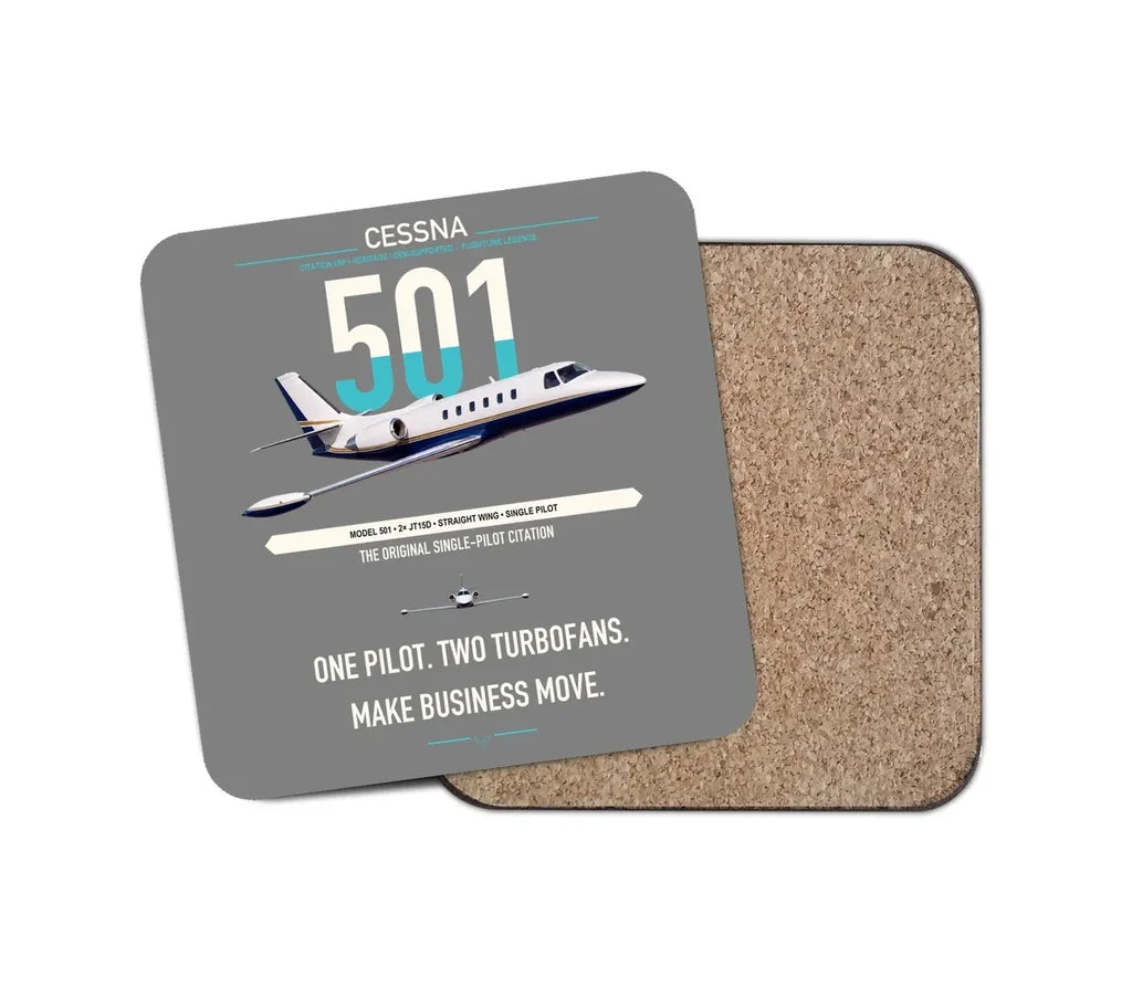 Cessna 501 Citation I SP design on gray 1 piece coaster