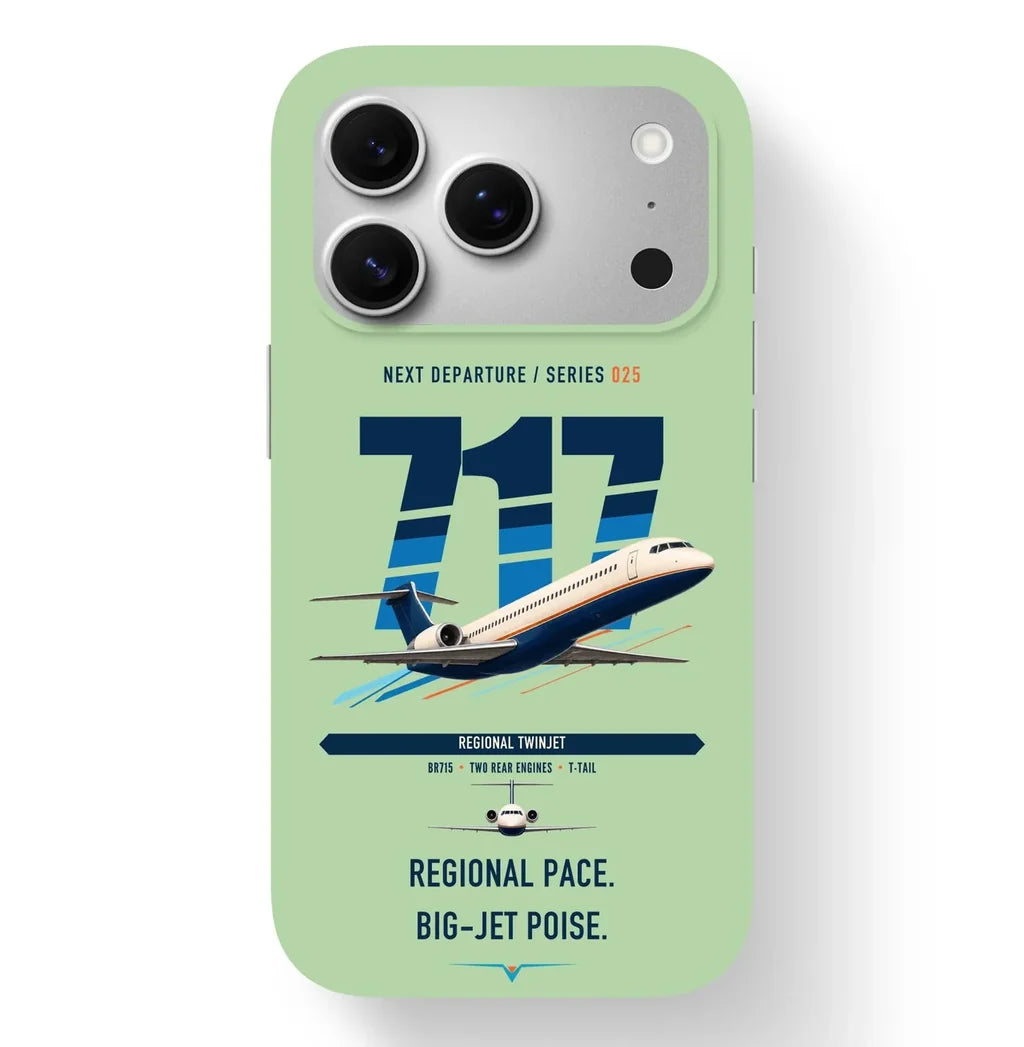 Boeing 717-200 design on light green magsafe iphone case
