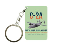 Thumbnail for C-2A Greyhound design on light green designed key chain, double-side print