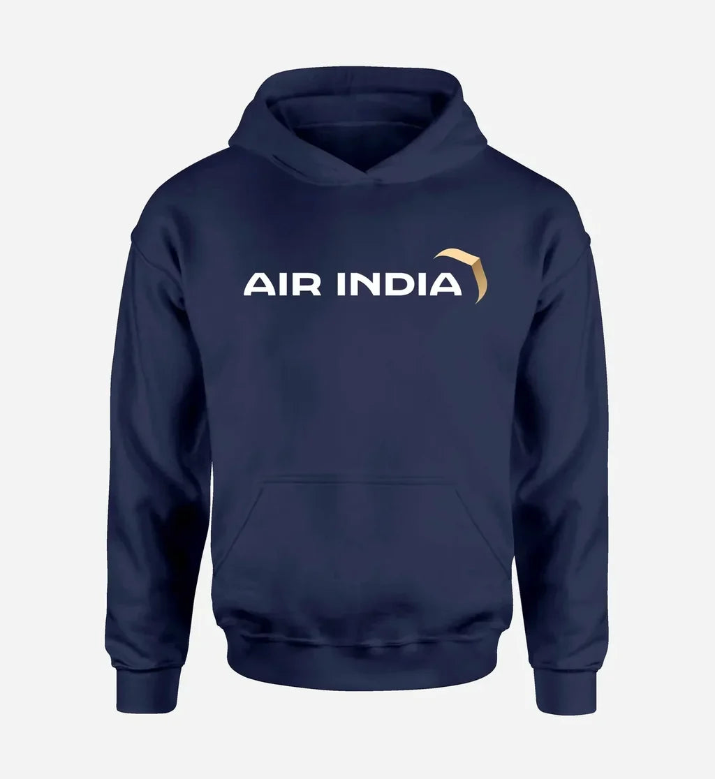 Air India Airlines logo printed on navy blue hoodie