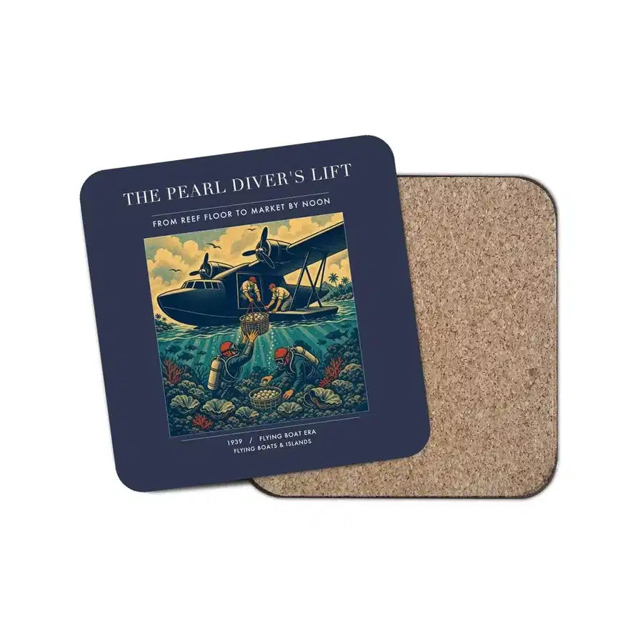 The Pearl Diver's Lift - Designed Coasters design on navy blue 1-piece
