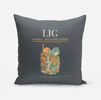 Thumbnail for Limoges – Bellegarde Airport (LIG) design on gray pillow